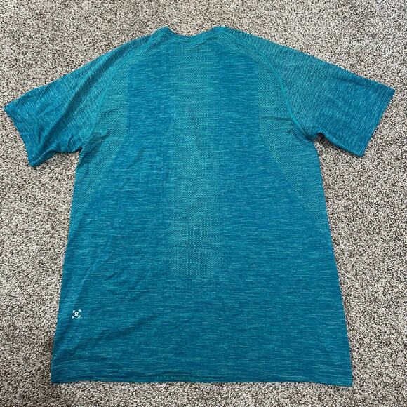 LULULEMON Men's Metal Vent Tech Short Sleeve Size M In Tropix Green/Shark Teal - Picture 5 of 10